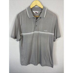 Vintage Jimmy Connors Polo Shirt Gray Stripe Mens L